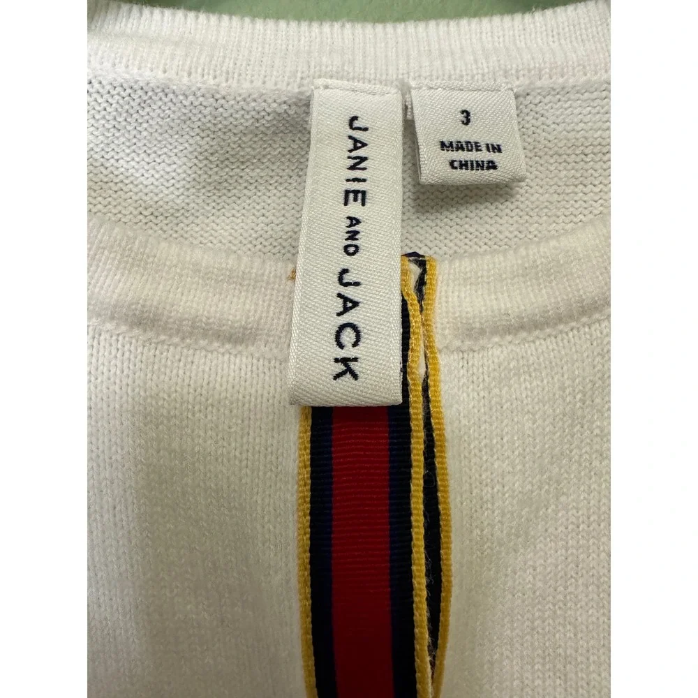 Janie and Jack Girls White‎ Cotton Cardigan Sweater Pearl Buttons Size 3 Classic
